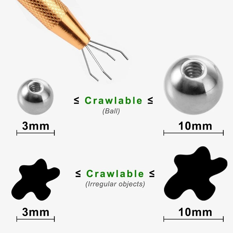 Professional Jewelry Holder Bead Ball Pick Up Tool Prong Tweezers Catcher Crystal Grabbers with 4 Claws Earring Making Grasping